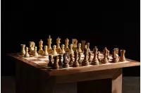 Figury szachowe Zagreb Akacja indyjska/Bukszpan 3,75 cala Rzeźbione Drewniane